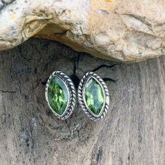 an image of a pair of Marquise Peridot and Sterling Silver Stud Earrings