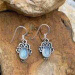 Rainbow Moonstone Sterling Dangle Earrings