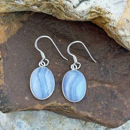 Blue-Lace Agate Sterling Earrings