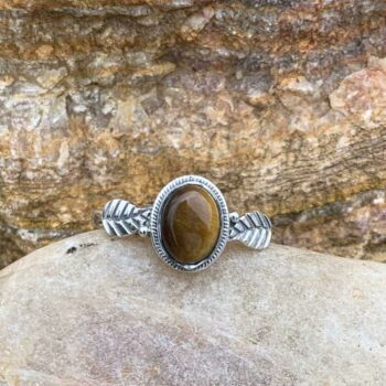 Tiger's Eye Leafy Ring
