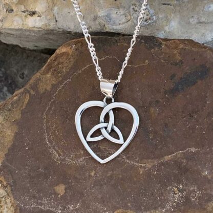 Sterling Silver Heart Pendant with Celtic Triquetra Symbol in Center