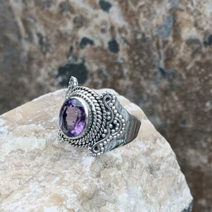 Faceted Amethyst and Sterling Silver Ring