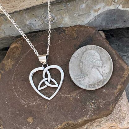 Sterling Silver Heart Pendant with Celtic Triquetra Symbol in Center