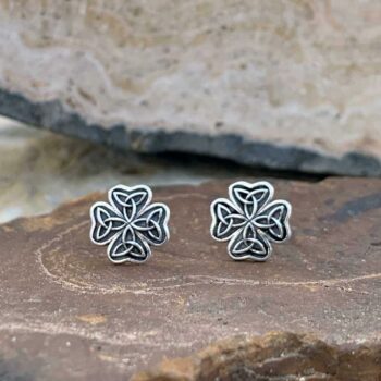Sterling Silver Studs with Four Triquetra Celtic Symbols