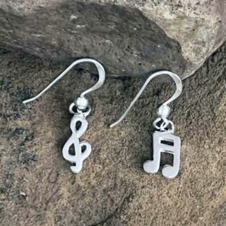 Sterling Silver Treble Clef and Double Eighth Note Earrings