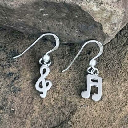 Sterling Silver Treble Clef and Double Eighth Note Earrings