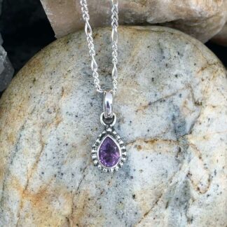 Petite Pear Shaped Amethyst and Sterling Silver Pendant