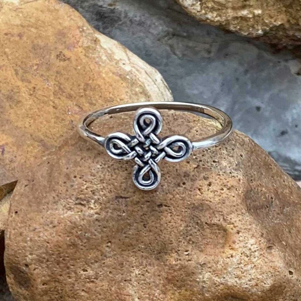 Dainty Celtic Sterling Ring with Cross Design