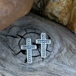 Sterling Silver Dotted Cross Stud Earrings