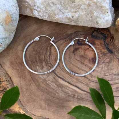 Sterling Silver Medium Sized Click Hoop Earrings