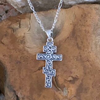 Sterling Silver Cross Pendant with Swirl Design