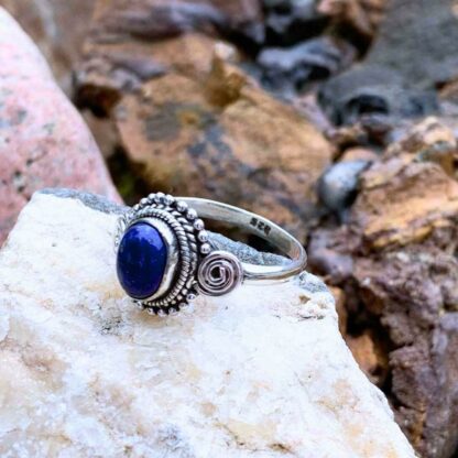 Lapis Sterling Spirals Ring Side View
