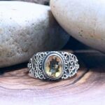 Ornate Sterling Silver and Faceted Oval Citrine Ring