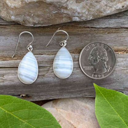 Teardrop Botswana Agate Earrings in Sterling Silver