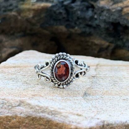 an image of a Dainty Sterling Garnet Ring