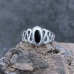 An image of a Sterling Silver and Oval Black Agate Ring