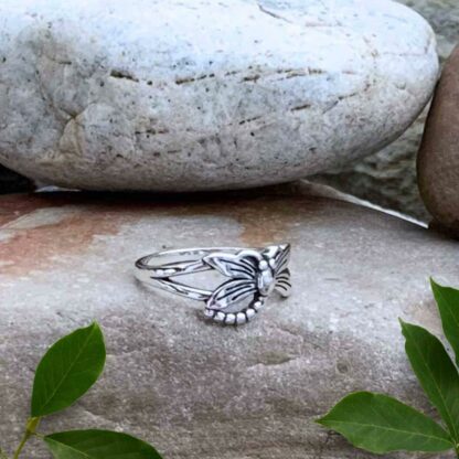 an image of a side view of a Dragonfly Sterling Silver Ring