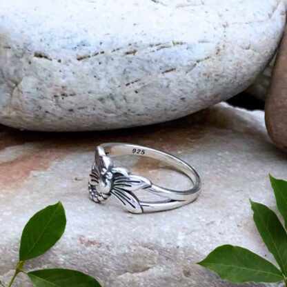 an image of a side view of a Dragonfly Sterling Silver Ring