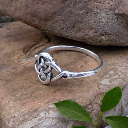 Sterling Silver Celtic Interwoven Ring Side Angle