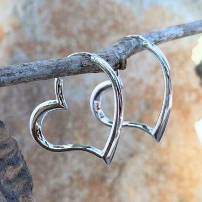 Sterling Heart Hoop Earrings