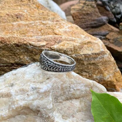 Ornate Sterling Oxidized Ring Side View