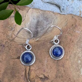 Round Blue Lapis Lazuli Sterling Silver Earrings