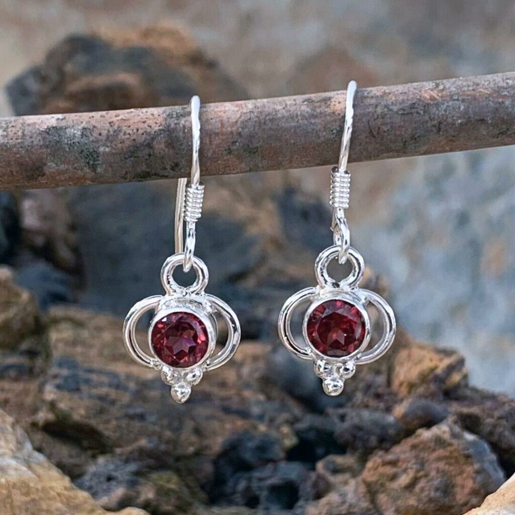 Delicate Garnet & Sterling Earrings - GLE-Good Living Essentials