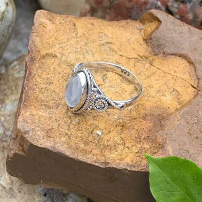 Marquise Rainbow Moonstone Sterling-Ring Side View