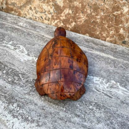 Hand Carved Moroccan Thuya Wood Turtle Figure Rear View