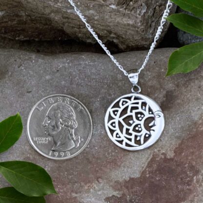 Sterling Lotus Moon Pendant