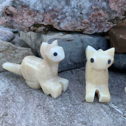 Hand Carved Alabaster Moroccan Cat Length: 3.5 x Height: 2.25" x Width: 1"