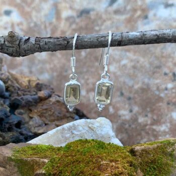 Petite Citrine Rectangle Sterling Silver Earrings