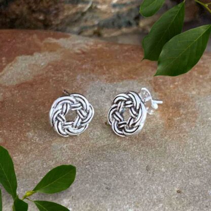 Sterling Silver Woven mini Wreath Stud Earrings