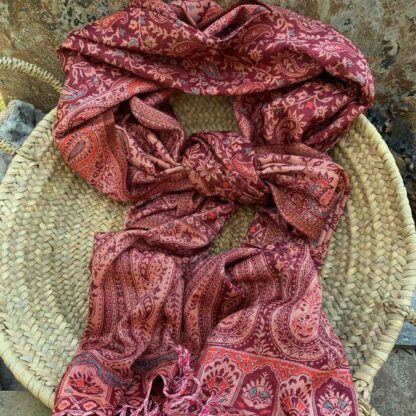 Paisley Burgundy Orange Scarf/Shawl