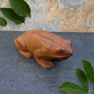 Handcrafted Moroccan Wood Frog that is 7 inches long