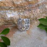 Wide Double Citrine Leafy Ring in filigree sterling silver
