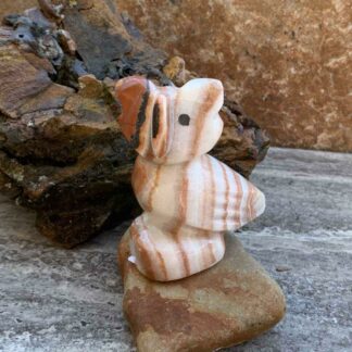 Striped Onyx Hand Carved Moroccan Owl that is 3.5 inches tall