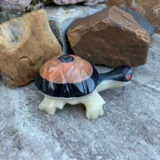 Moroccan Hand Carved Mixed Stone Turtle Figure