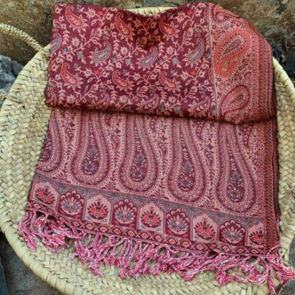 Paisley Burgundy Orange Scarf/Shawl