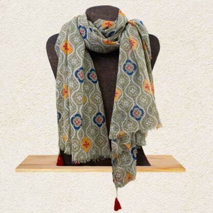 Olive Multicolor Cotton Scarf