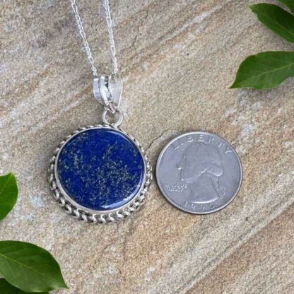 Silver-Laced Lapis Round Pendant - GLE-Good Living Essentials