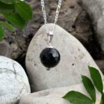 Faceted Black-Agate Sphere Pendant .39 inches in diameter