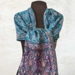 an image of a Turquoise and Purple with Peach Paisley Scarf