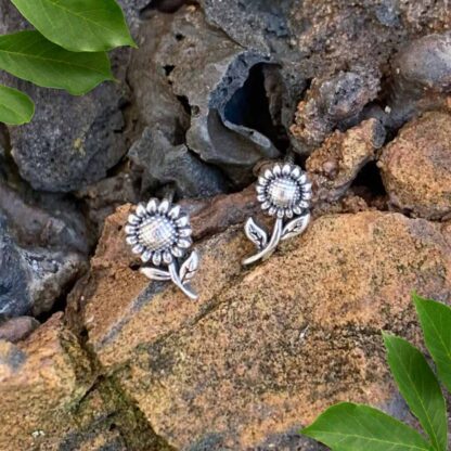 Petite Sterling Silver Sunflower Stud Earrings