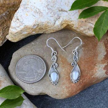 Elegant Sterling Silver Pearl Teardrop Dangle Earrings - GLE-Good ...