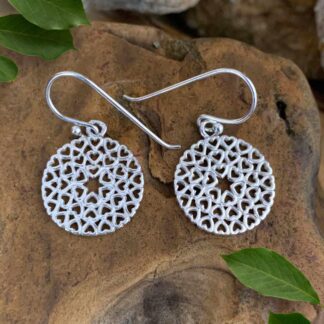 An image of our Sterling Silver Round Open Multi-Heart Dangle Earrings