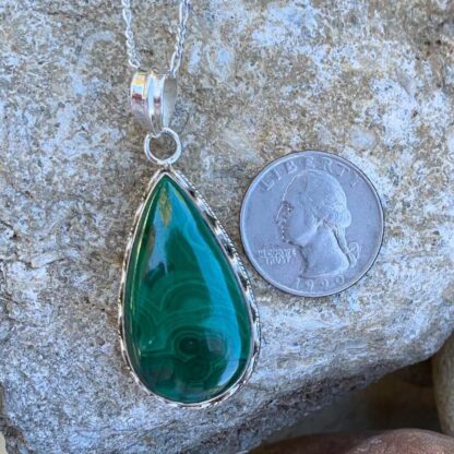 Sterling Malachite Pear Pendant