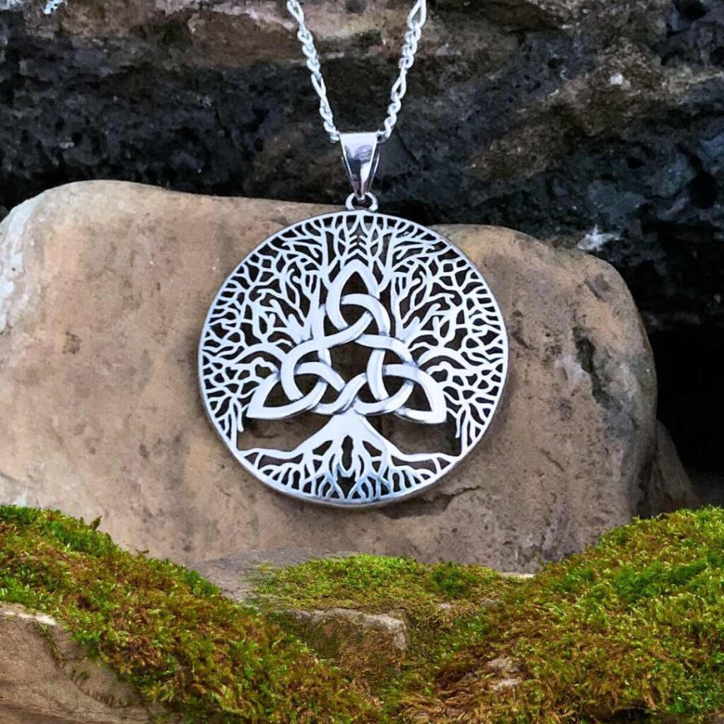 An image of our Sterling Silver Triquetra and Tree of Life Pendant