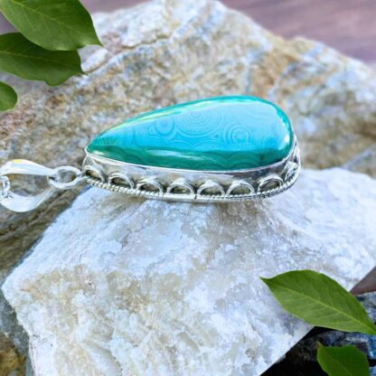 Sterling Malachite Teardrop Pendant