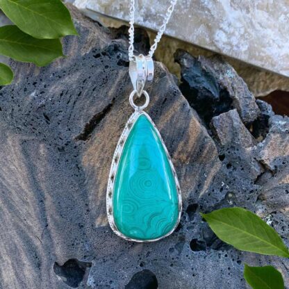 Sterling Malachite Teardrop Pendant